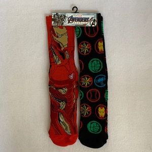 2 Pairs of Avengers Endgame Iron Man socks. NWT